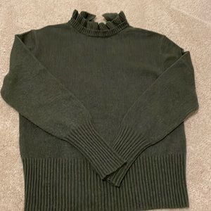 J.Crew green ruffle neck sweater size Medium